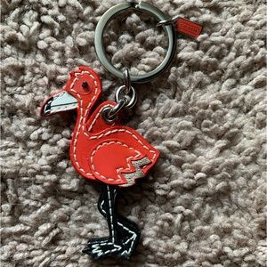 Coach Flamingo keychain/ring with patent leather stitching, like new, never used